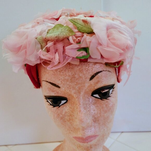 Vintage 1950s Pink Floral Ladies\' Hat main image 5